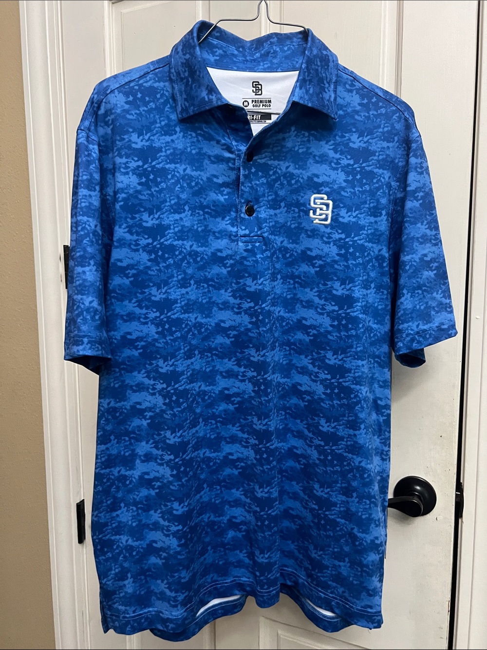Steelo Brand Blue Camouflage Polo with SB Logo Medium